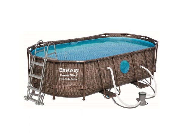 Каркасный бассейн Bestway Ротанг 56714 (427х250х100) с картриджным фильтром