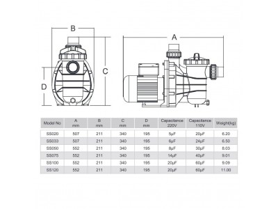 Насос Emaux SS033 (220В, 7 м3/ч, 0.33HP)