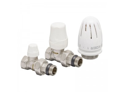 Комплект для подключения радиатора KOER SET-12 - 1/2"x1/2" (прямой) с термоголовкой ВН (KR3177)
