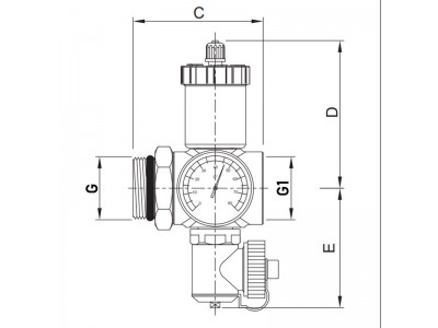 Проходная сливная группа Roho R612-100 - 1" (с воздухоотводчиком) (RO0154)