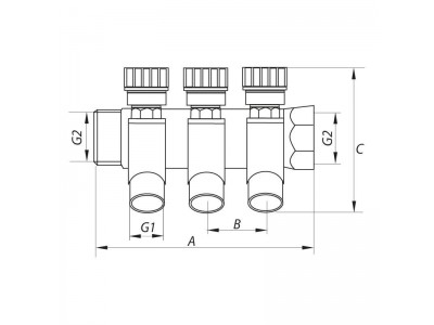 Коллектор вентильный с фитингом KOER KR.1123-2 3/4”x2 WAYS (KR2829)