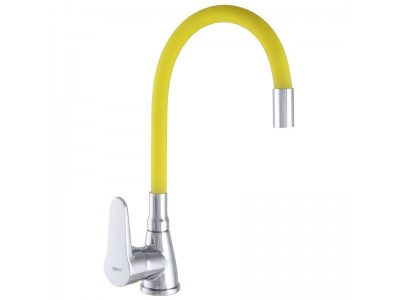 Смеситель для кухни ZERIX SOP7 146 с желтым гибким изливом (ZX2661)