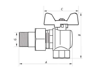 Кран шаровый с американкой угловой 3/4" ГШБ (NF.941) NOLF (NF2965)