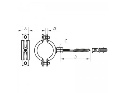 Хомут трубный оцинкованный KOER KCB.10.G 1-1/2" (47-51) серый (KR2788)
