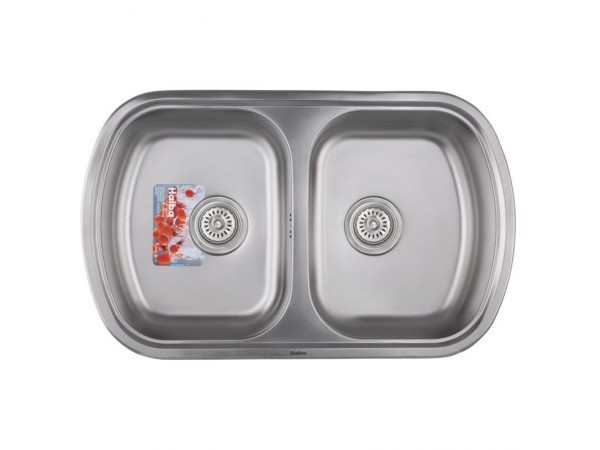 Мойка кухонная HAIBA 80x49 DOUBLE (satin) (HB0652)