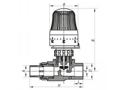 Кран термостатический с термоголовкой прямой PPR 25x3/4 KOER K0156.PRO (KP0199)