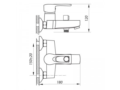 Смеситель для ванны ZERIX PTA 446 (ZX2923)