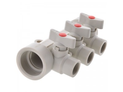 Коллектор 3-way с шаровыми кранами (40x20) PPR KOER K0170.PRO (KP0220)