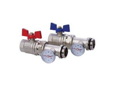Кран с накидной гайкой 1'' с термометром прямой KOER KR.1030 (KR2669)