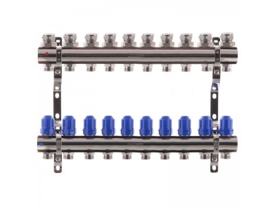 Коллекторный блок с термостатическими клапанами KOER KR.1100-10 1”x10 WAYS (KR2636)
