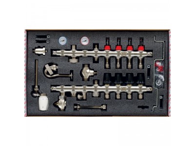 Коллектор со встроенным смесит. узлом KOER KR.S1012-4 1"х4 SUS304 и евроконусами 3/4-16 (KR2937)