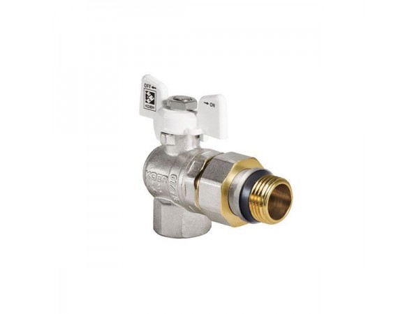 Кран с американкой 1/2" "антипротечка" (KOER KR.228.W-Gi) угловой белый (KR0195)
