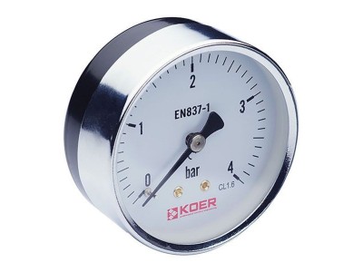 Манометр аксиальный (KOER KM.611A) (0-4 bar), D=63мм, 1/4'' (KR0210)