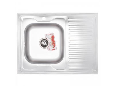 Кухонная мойка накладная ZERIXZ8060L-06-160E (satin) (ZX1616)