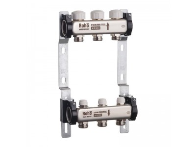 Коллектор с термостатическими и запорными клапанами Roho R805-03 - 1"х 3 вых. (RO0057)