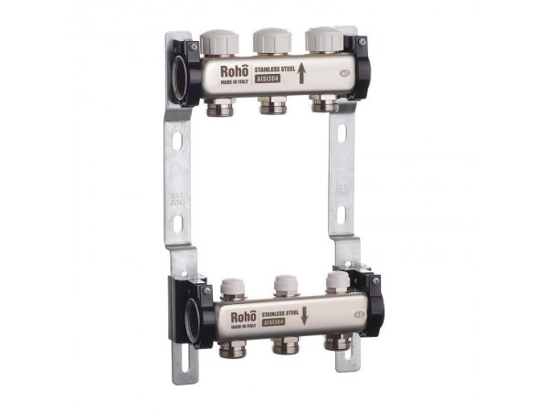 Коллектор с термостатическими и запорными клапанами Roho R805-03 - 1"х 3 вых. (RO0057)