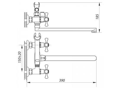 Змішувач для ванни ZERIX DML 827 (ZX2996)