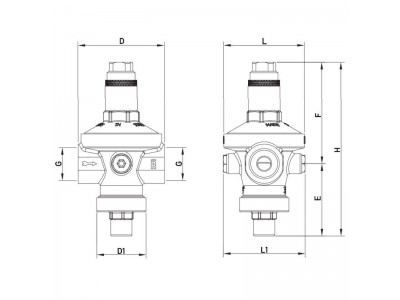Редуктор давления Roho R1203-075 - 3/4" ВВ, PN16 (1,5-7 бар) мембранный (RO0148)