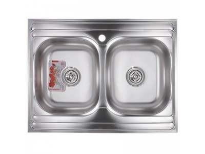Мойка кухонная ZERIX Z8060B-08-180MD DOUBLE (micro decor) (ZS0611)