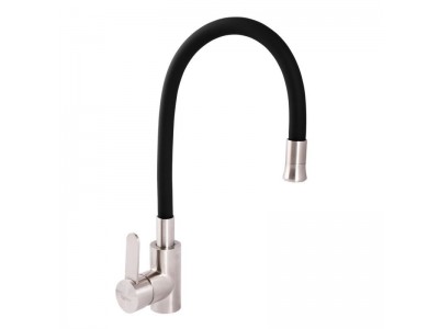 Смеситель для кухни ZERIX LR74004-2 с черным гибким изливом (LL1202)
