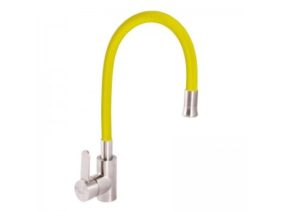 Смеситель для кухни ZERIX LR74004-4 с желтым гибким изливом (LL1477)