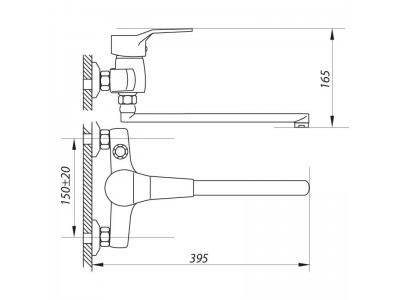 Смеситель для ванны ZERIX NEO 048 (ZX0424)