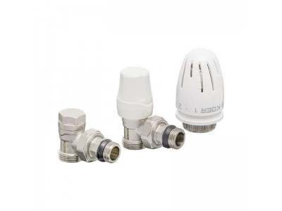 Комплект для подключения радиатора KOER SET-14 - 1/2"x3/4" (угловой) с термоголовкой НН (KR3178)