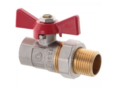 Кран с американкой 1/2" прямой WATERPRO красный (WP0151)