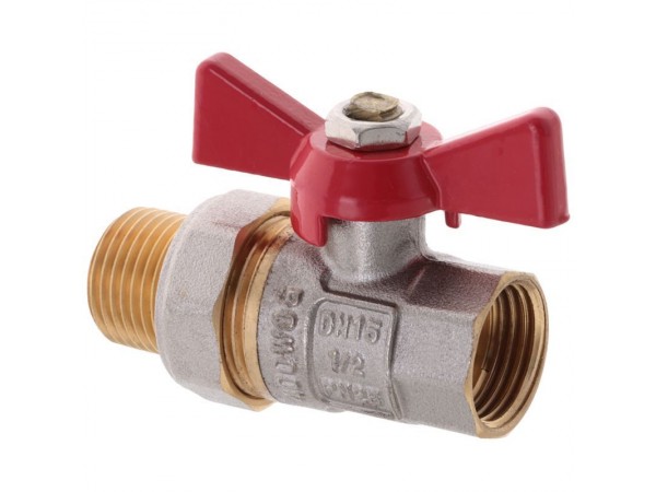 Кран с американкой 1/2" прямой WATERPRO красный (WP0151)