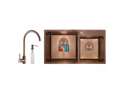 Набор MIXXUS SET-7843D-220x1.0-PVD (мойка+смеситель+диспенсер) (MX0586)