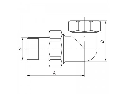Сгон американка (хром) 1" угловой KOER KR.342.CHR (KR2707)