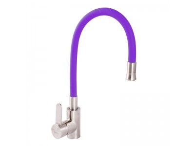 Смеситель для кухни ZERIX LR74004-8 с фиолетовым гибким изливом (LL1478)