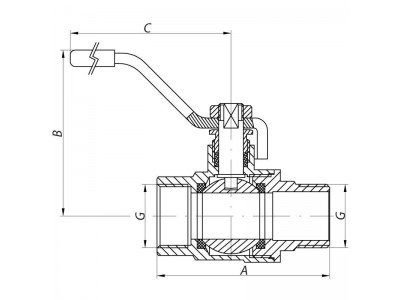 Кран шаровый KOER 1" ГШР ГАЗ (KR.215.G) (KR0124)