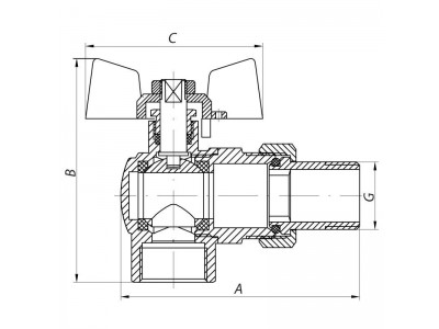 Кран с американкой 1/2" (KOER KR.228.W) угловой белый (KR0099)