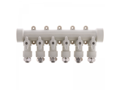 Коллектор распределительный 6-way с фитингом (40x20) PPR KOER K0194.PRO (KP2559)