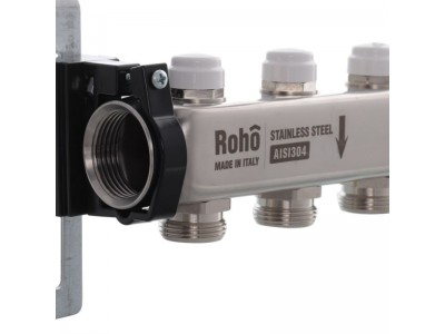Коллектор с термостатическими и запорными клапанами Roho R805-04 - 1"х 4 вых. (RO0058)