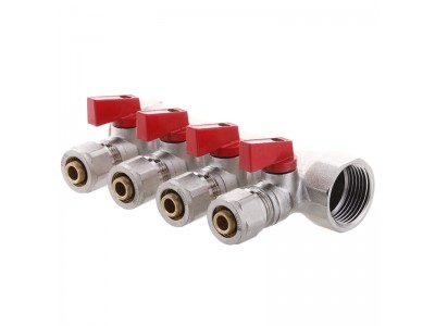 Коллектор с шаровыми кранами и фитингом KOER KR.1126-4 1”x4 WAYS (KR2840)