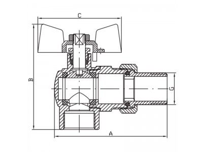 Кран с американкой 1/2" "антипротечка" (KOER KR.228-Gi) угловой (KR0196)