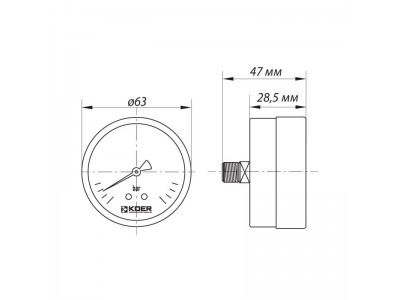 Манометр аксиальный (KOER KM.611A) (0-6 bar), D=63мм, 1/4'' (KR0211)