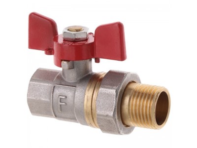 Кран с американкой 1/2" FERRO PL art. 400 (латунный шар) (FE0554)