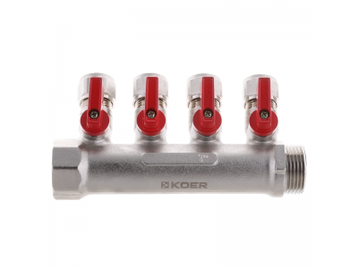 Коллектор с шаровыми кранами и фитингом KOER KR.1126-4 1”x4 WAYS (KR2840)