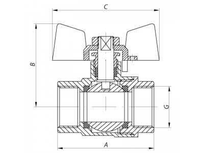 Кран шаровый KOER 1" ГГБ (KR.217.W) белый (KR0180)