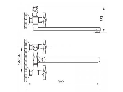Смеситель для ванны ZERIX DMT-B 722 (ZX0410)