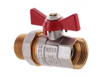 Кран с американкой 3/4" прямой WATERPRO красный (WP0152)