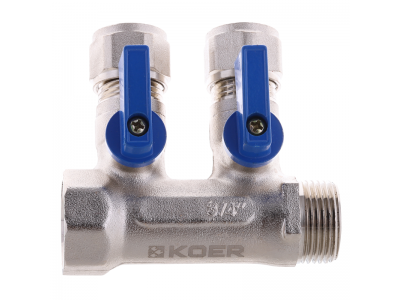 Коллектор с шаровыми кранами и фитингом KOER KR.1125-2 3/4”x2 WAYS (KR2835)
