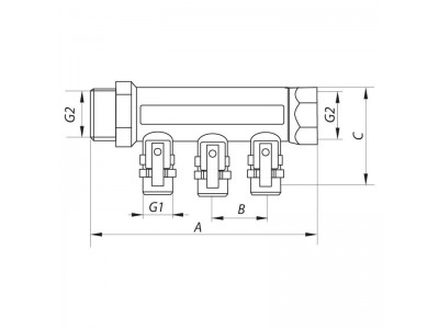 Коллектор с отсекающими кранами с фитингом KOER KR.1125-4 3/4”x4 WAYS (KR2837)