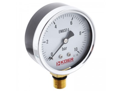Манометр радиальный KOER KM.610R D=63мм (0-10 bar) 1/4'' (KR2902)