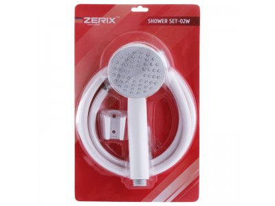 Душевой набор (шланг, лейка, кронштейн) белый ZERIX SHOWER SET-02W (ZX3096)