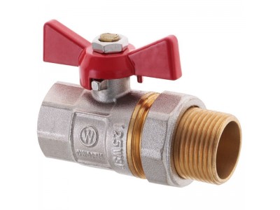 Кран с американкой 3/4" прямой WATERPRO красный (WP0152)