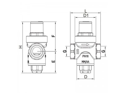 Редуктор давления Roho R1201-050 - 1/2" ВВ, PN16 (1-5,5 бар) поршневой (RO0143)